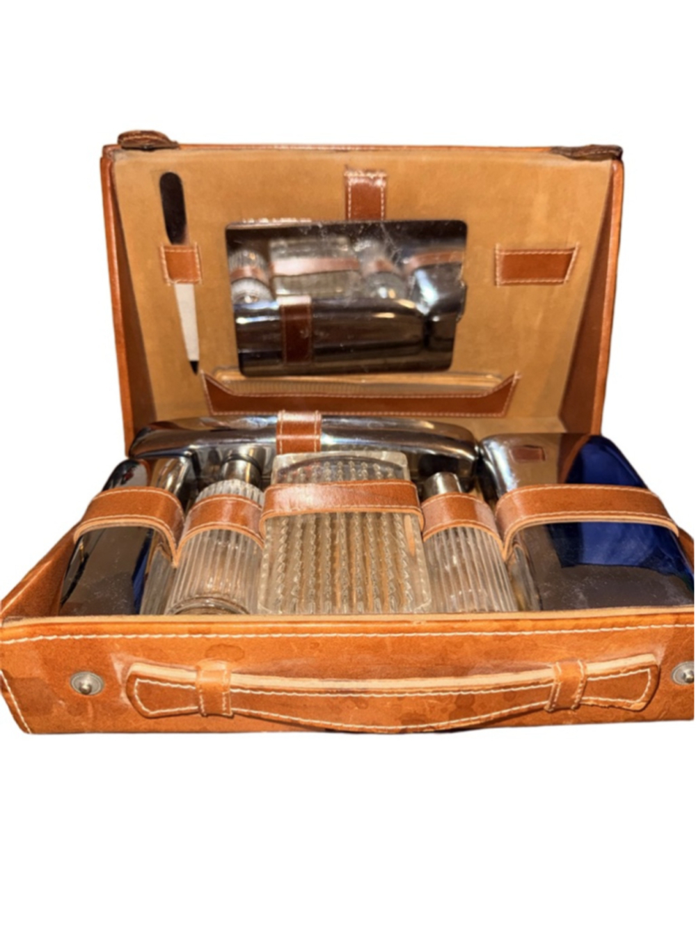 Antique Grooming Set Vintage Leather Men's Travel Shaving Kit w/case